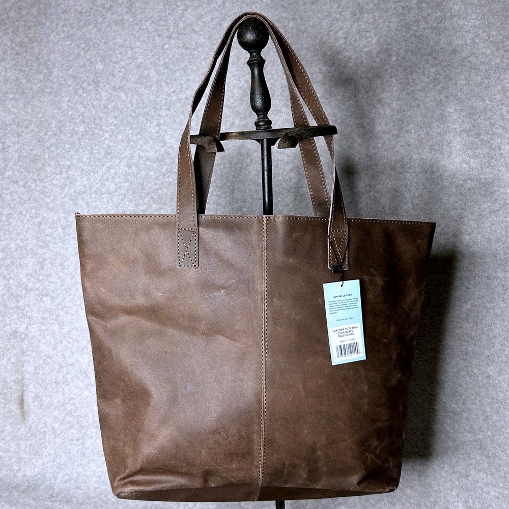 Elegant Brown Leather Tote Bag